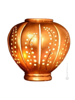 LAMPE Tischlampe Abat-jour Tischluechte  Keramik mit Details aus 24 Karat Gold Made in Italy