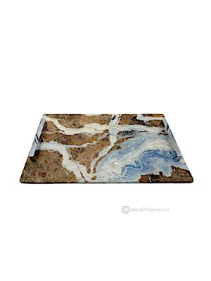 Tablett aus Blue-Jeans-Marmor, modernes Design, Naturstein mit einzigartigen Maserungen.