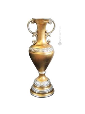 AMPHORA IRIS Italienische Keramik Vase handgemacht 24k Blattgold