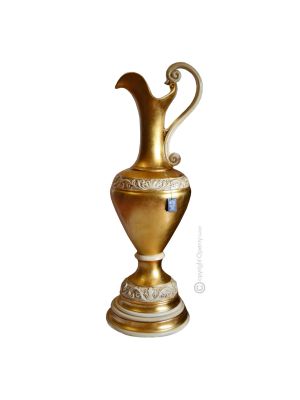 AMPHORA IRIS Italienische Keramik Vase handgemacht 24k Blattgold