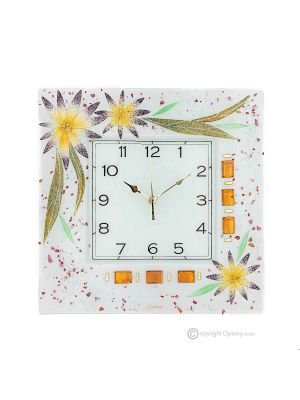 ASTER Wanduhr aus transparentem Glas mit Tropfen, Reliefdesign, handgefertigt