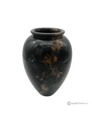 Gebogene VASE aus schwarzem Michelangelo-Marmor, Naturstein, handgefertigt, modernes Design.