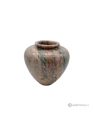 Kugelförmige VASE aus rosa Marmor, echter Naturstein, handgefertigt, raffiniertes Design.