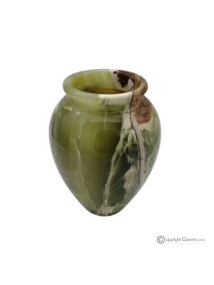 Gebogene VASE aus grünem Onyxmarmor, Naturstein, handgefertigt, raffiniertes Design.