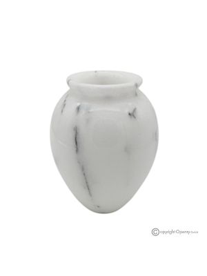 Gebogene VASE aus weißem Ibiza-Marmor, echter Stein, handgefertigt, elegantes Design.