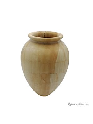 Gebogene VASE aus Marmor, natürlichem Teakholz und echtem Stein, handgefertigt, exklusives Design.