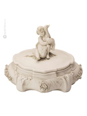 SCHMUCKKÄSTCHEN MIT CHERUBIM Schmuckbehälter Porzellan Capodimonte Handgemacht Made in Italy