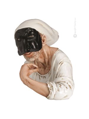 PULCINELLA 784 Italienische Porzellan MASKE Figur handgemacht Wohnkultur elegant exklusiv