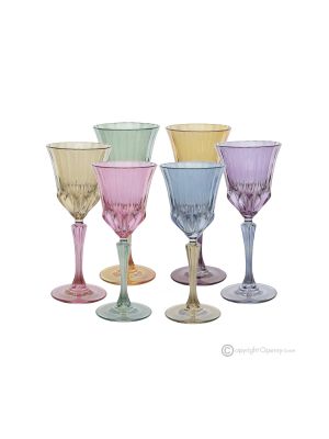 ADA-Set mit 6 authentischen, handbemalten Stielglas-Likörgläsern aus hochwertigem Glas.