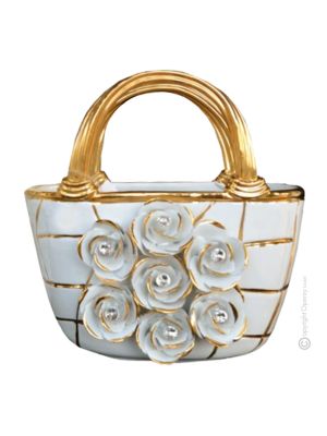 TASCHE Exklusives Ornament aus Keramik im Barockstil mit Details aus 24 Karat Gold Made in Italy