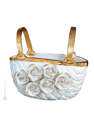 KORB Exklusives Ornament aus Keramik im Barockstil mit Details aus 24 Karat Gold Made in Italy