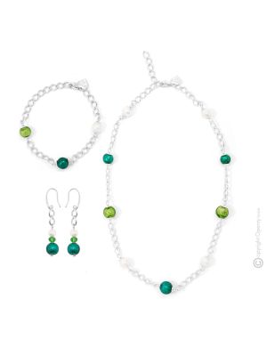 DENISE 43 Schmuckset Damen Muranoglas Schmuck 925 Silberblatt modern hochwertig stilvoll