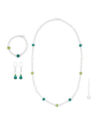 DENISE 44 Schmuckset Damen Murano Glas Schmuck 925 Silberblatt elegant hochwertig Modeschmuck