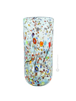 ARLECCHINO 105B Exklusive Vase Murano Glas Deko mundgeblasen 925 Blattsilber Murrine exklusiv