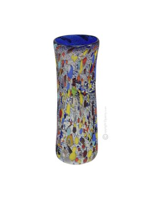 ARLECCHINO 207A Exklusive Vase Murano Glas Deko mundgeblasen 925 Blattsilber Venedig Stil