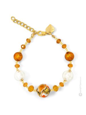 MARMO 5 Murano Glas Armband Damen Luxus Schmuck 24k Goldblatt exklusiv Italienisches Design