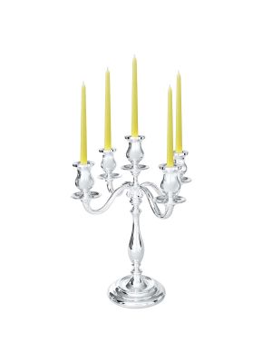 CANDELABRO INGLESE 5 Flammen Kerzenständer Kerzenhalter Kandelaber Armleuchter Edelmetalle Versilbert Handarbeit Made in Italy