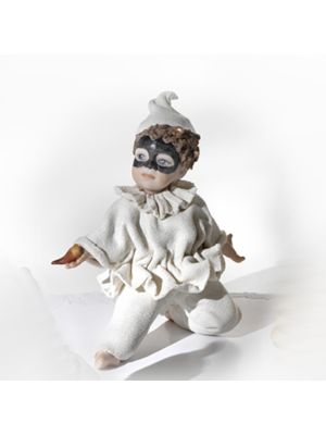 PULCINELLA Capodimonte Karnevalsmaske, raffiniertes romantisches Porzellan.