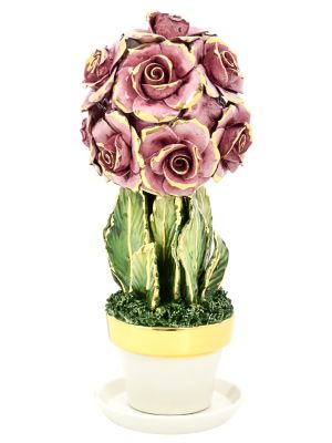 ROSE Exklusives Ornament aus Keramik Barockstil mit 24k Goldfarbe