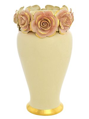 GIOIA  Italienische Keramik Vase handgemacht 24k Goldfarbe Barockstil handbemalt