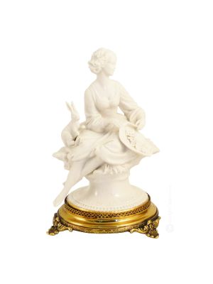 DAME 566B Italienische Porzellan Figur Barock handbemalt exklusiv Wohnkultur hochwertig