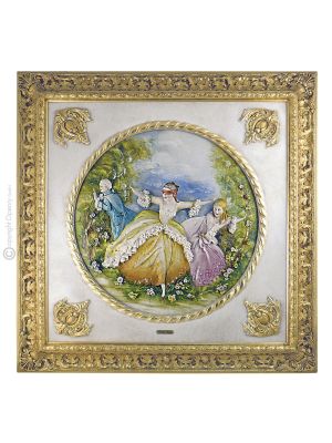 BLINDE KUH Bild Basrelief Flachrelief Porzellan Capodimonte Made in Italy