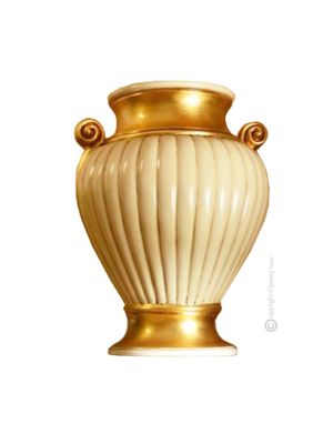 RUBINO Italienische Keramik Vase handgemacht 24k Goldfarbe