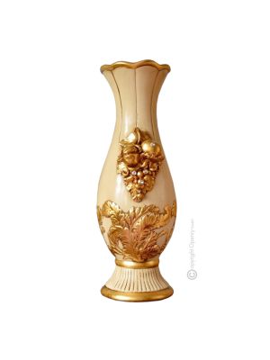 BELLO Italienische Keramik Vase handgemacht 24k Goldfarbe Swarovski-Kristalle Barockstil