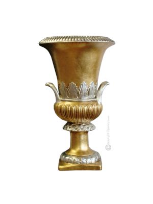 IMPERO Italienische Keramik Vase handgemacht 24k Blattgold