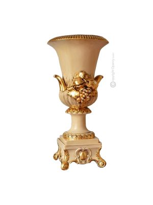 IMPERO Italienische Keramik Vase handgemacht 24k Goldfarbe Swarovski-Kristalle Barockstil