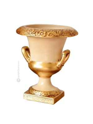 IMPERO Italienische Keramik Vase handgemacht 24k Goldfarbe