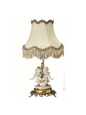 CHERUBIM MIT TRAUBE - LAMPE Tischlampe Abat-jour Tischluechte Porzellan Capodimonte Made in Italy