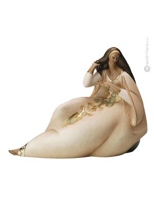 DAME MIT KAMM Italienische Porzellan Figur handbemalt exklusiv stilvoll Wohnkultur modern