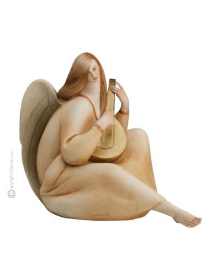 ENGEL MIT LUTE Edles Porzellan Figur handgemacht elegant exklusiv stilvoll Wohnkultur modern