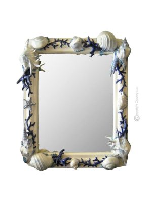 SPECCHIERA MEER & MUSCHELN Spiegel aus Keramik Keramikspiegel Wanddekoration Made in Italy