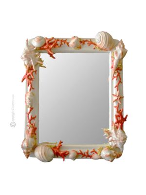 SPECCHIERA MEER & MUSCHELN Spiegel aus Keramik Keramikspiegel Wanddekoration Made in Italy