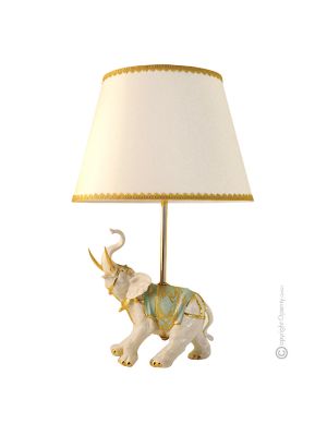 ELEFANT  - LAMPE Tischlampe Abat-jour Tischluechte Porzellan Capodimonte Made in Italy