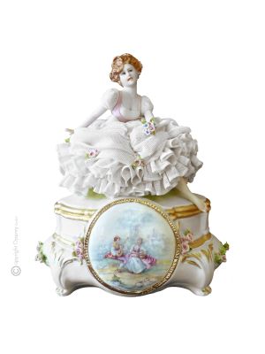 JUNGE DAME Schmuckbehälter Porzellan Capodimonte Handgemacht Made in Italy