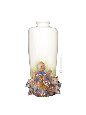 GAIO Italienische Keramik Vase handgemacht 24k Goldfarbe Blumen Barockstil handbemalt