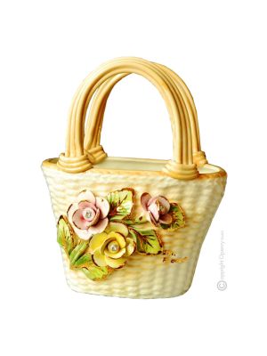 TASCHE Exklusives Ornament aus Keramik Barockstil mit 24k Goldfarbe Swarovski-Kristalle 