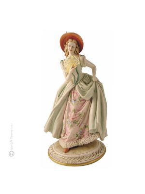 DAME 609 Capodimonte Porzellan Figur Barock handgemacht elegant stilvoll Wohnkultur exklusiv
