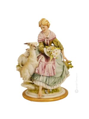 LANDBEGEGNUNG 624 Italienische Porzellan Figur handbemalt hochwertig Wohnkultur exklusiv