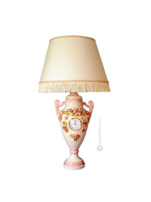 LAMPE Tischlampe Abat-jour Tischluechte  Keramik im Barockstil mit Details aus 24 Karat Gold Made in Italy