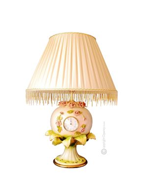 LAMPE Tischlampe Abat-jour Tischluechte  Keramik im Barockstil mit Details aus 24 Karat Gold Made in Italy