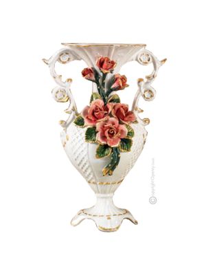 VASE Italienische Keramik Vase handgemacht 24k Goldfarbe