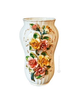 VASE Italienische Keramik Vase handgemacht 24k Goldfarbe