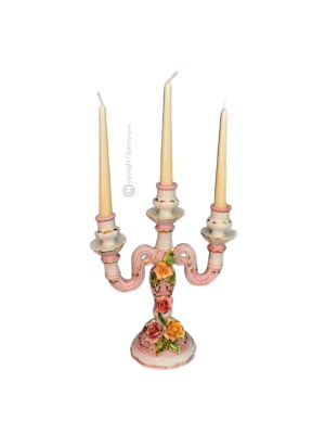 ROSE Kerzenhalter Keramik Kreationen Exklusives Ornament aus Keramik Barockstil mit 24k Goldfarbe