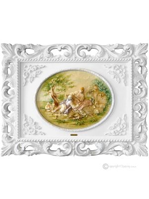 PASTORALE SZENE Bild Basrelief Flachrelief Porzellan Capodimonte Handgemacht Made in Italy