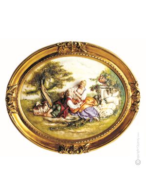 PASTORALE SZENE Bild Basrelief Flachrelief Porzellan Capodimonte Handgemacht Made in Italy