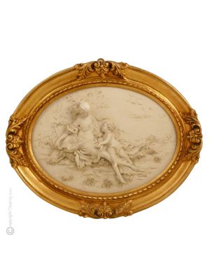 BUKOLISCHE SZENE Bild Basrelief Flachrelief Porzellan Capodimonte Handgemacht Made in Italy